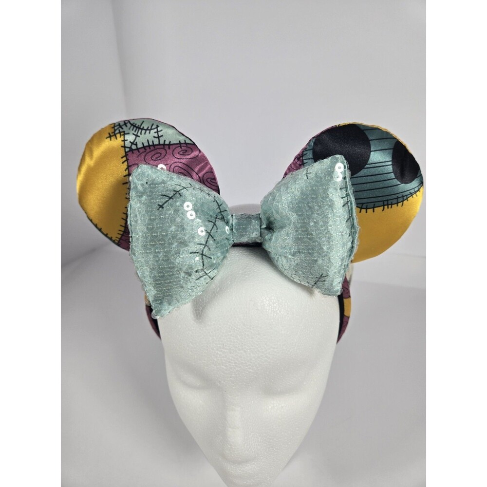 Disney Parks Nightmare Before Christmas Sally Minnie Ears Sequined Bow EUC